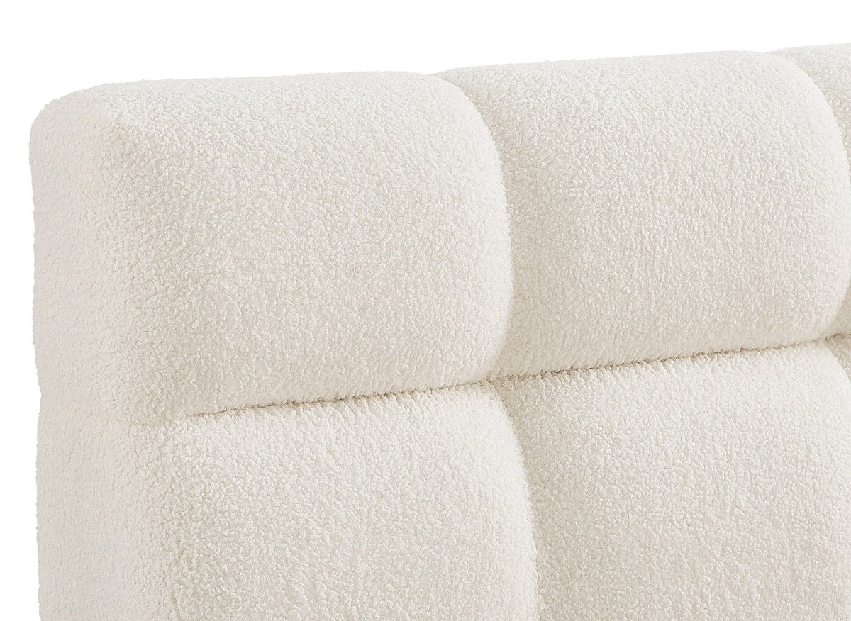 Lit double en tissu bouclette écru 140x190 cm GEORGINA - Image 5