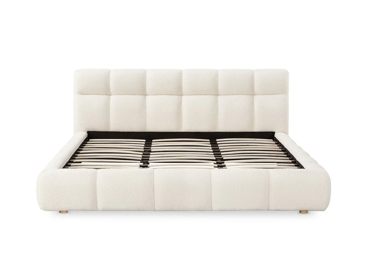 Lit double en tissu bouclette écru 180x200 cm GEORGINA - Image 4