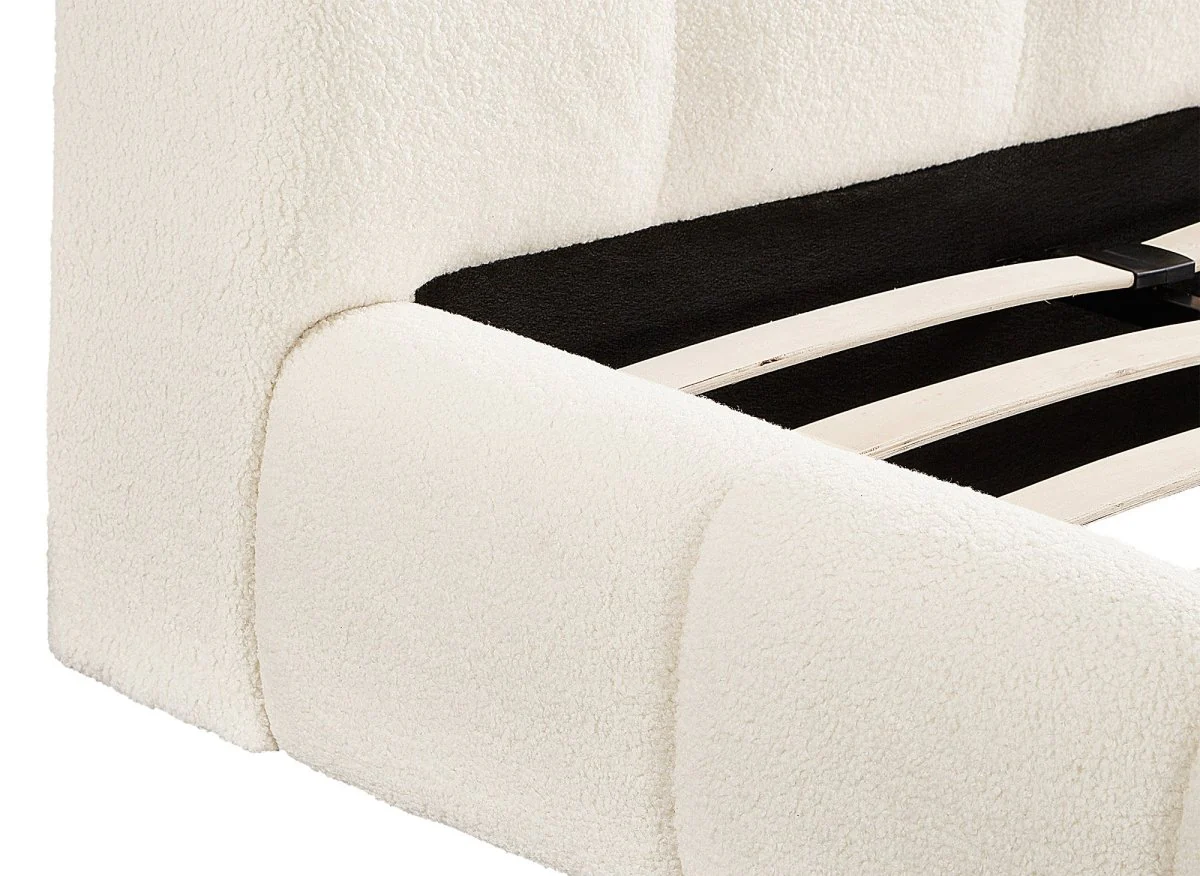 Lit double en tissu bouclette écru 180x200 cm GEORGINA - Image 6