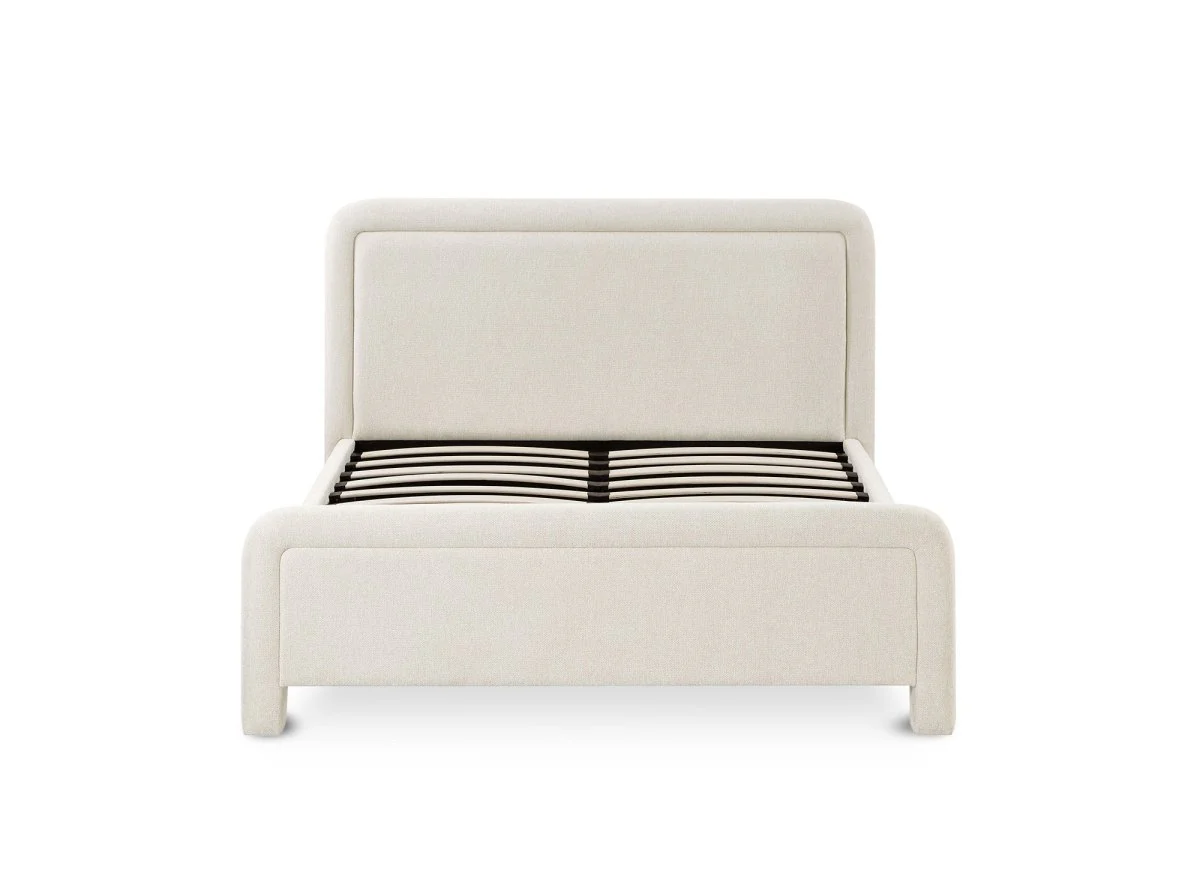 Lit double en tissu doux beige 140 x190 cm ANELA - Image 4