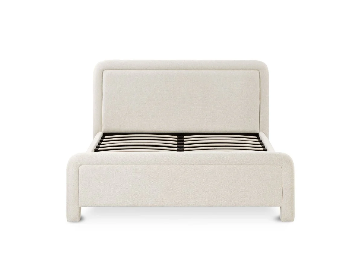 Lit double en tissu doux beige 160 x200 cm ANELA - Image 4