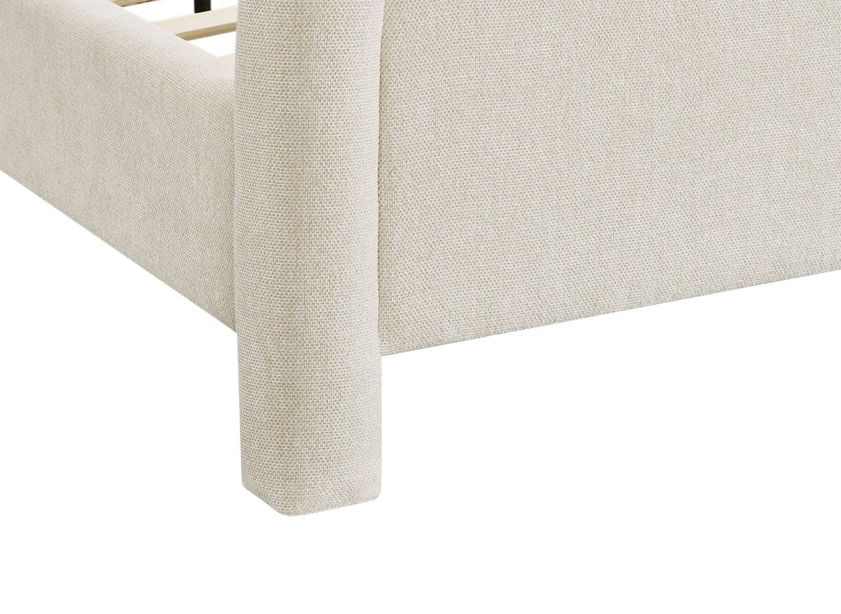 Lit double en tissu doux beige 160 x200 cm ANELA - Image 7