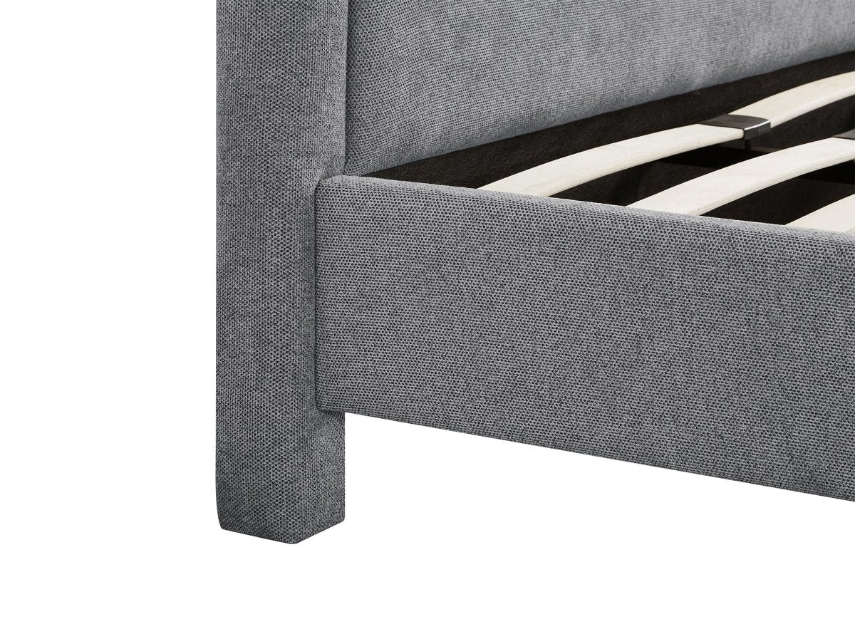 Lit double en tissu doux gris 160 x200 cm ANELA - Image 6