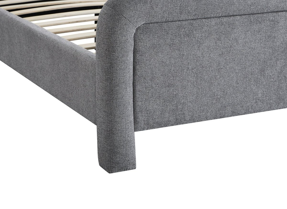 Lit double en tissu doux gris 160 x200 cm ANELA - Image 7
