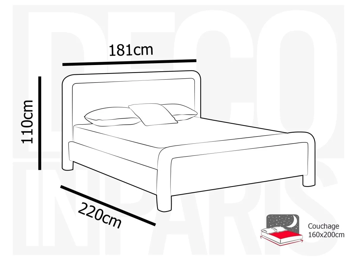 Lit double en tissu doux gris 160 x200 cm ANELA - Image 8
