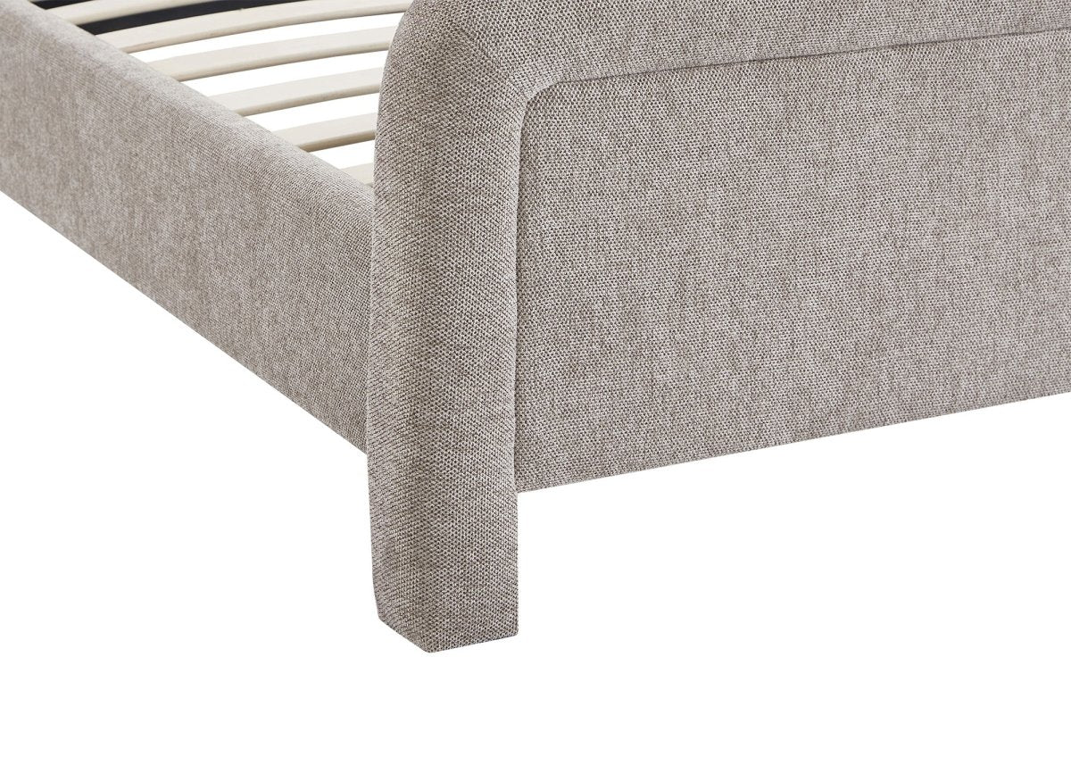 Lit double en tissu doux taupe 140 x190 cm ANELA - Image 7