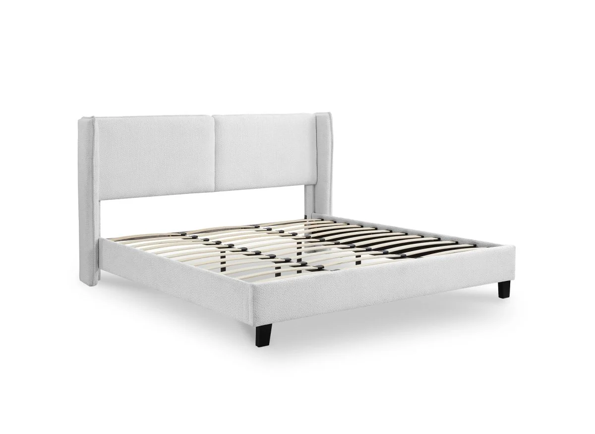 Lit double en tissu effet peau de mouton gris clair 140x190 cm KAYDEN - Image 4