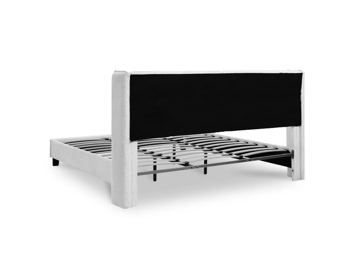 Lit double en tissu effet peau de mouton gris clair 140x190 cm KAYDEN - Image 5