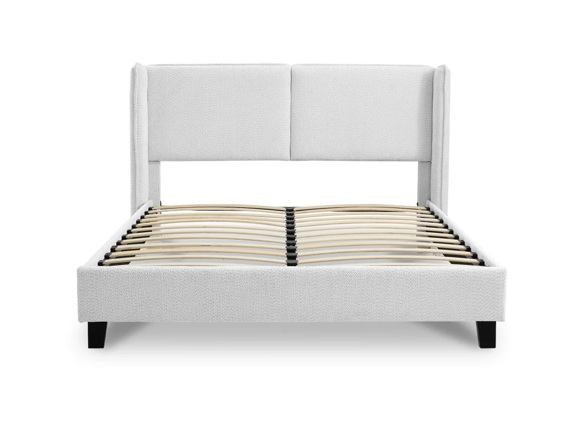 Lit double en tissu effet peau de mouton gris clair 160x200 cm KAYDEN - Image 3