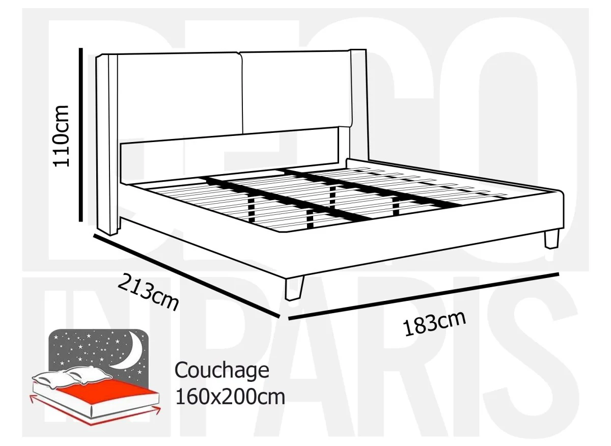 Lit double en tissu effet peau de mouton gris clair 160x200 cm KAYDEN - Image 6