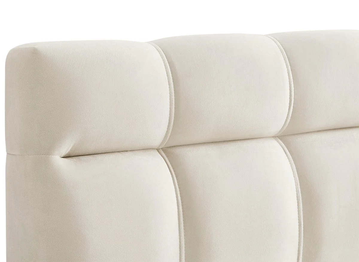 Lit double en velours beige 140x190 cm GEORGINA - Image 5