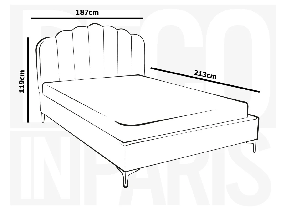 Lit double en velours beige 180x200 cm MARION - Image 8