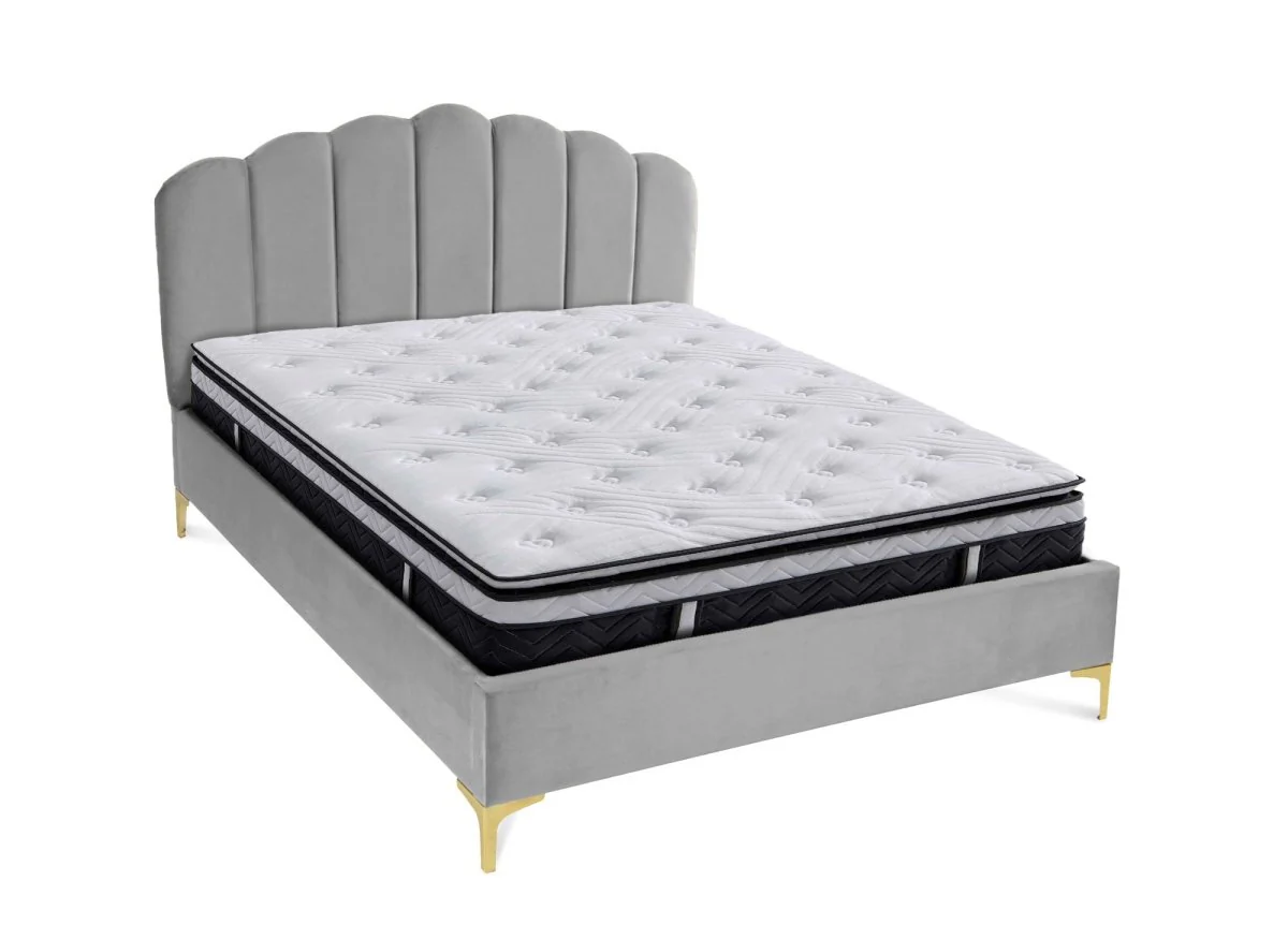 Lit double en velours gris 180x200 cm MARION - Image 5