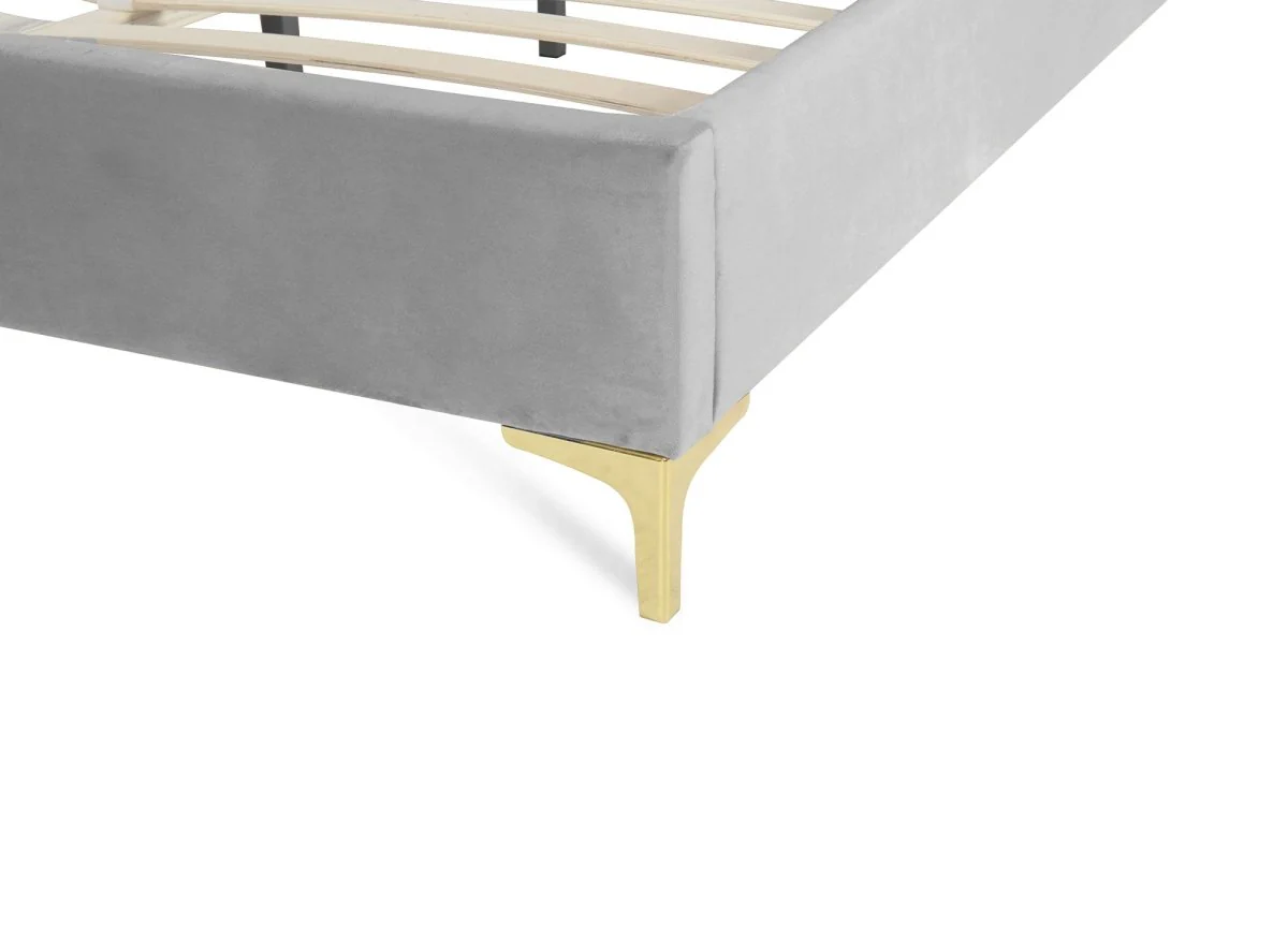 Lit double en velours gris 180x200 cm MARION - Image 7
