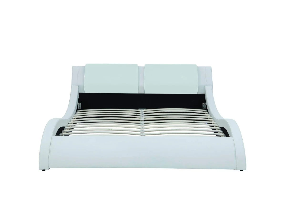Lit en simili cuir blanc avec LED 140x190 cm ZEDA - Image 5