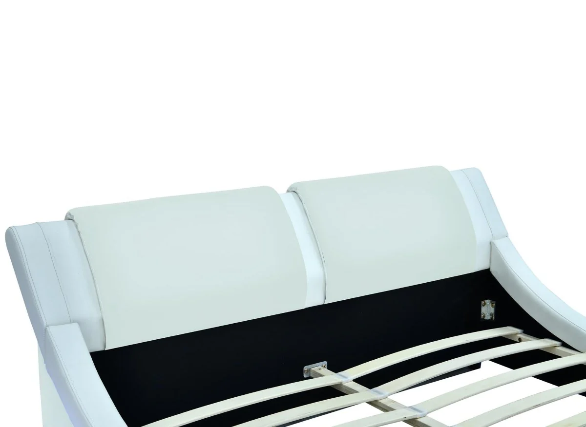 Lit en simili cuir blanc avec LED 140x190 cm ZEDA - Image 6