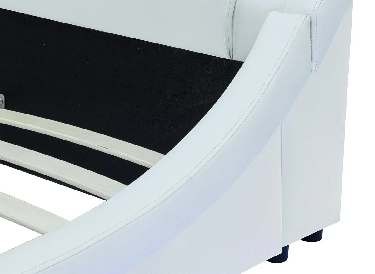 Lit en simili cuir blanc avec LED 140x190 cm ZEDA - Image 7