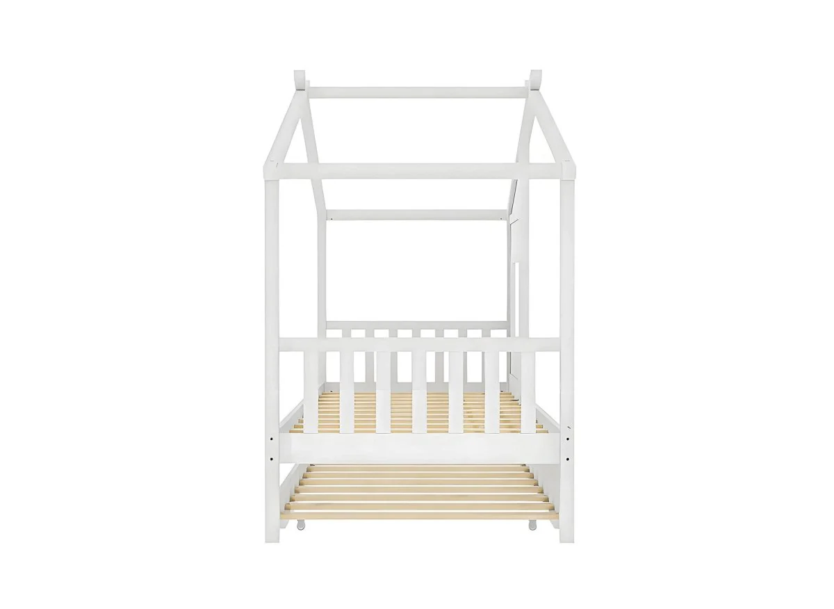 Lit gigogne cabane en bois blanc 90 x 190 cm MILIO - Image 5