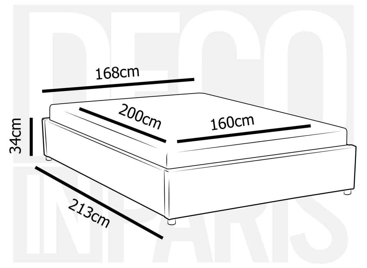Lit sommier relevable avec coffre en simili cuir blanc 160x200 cm LIZBAN - Image 9