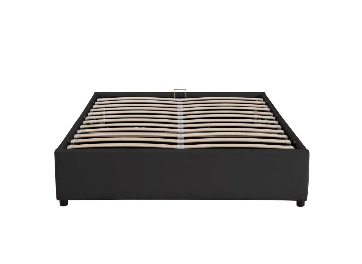 Lit sommier relevable avec coffre en simili cuir noir 160x200 cm LIZBAN - Image 5