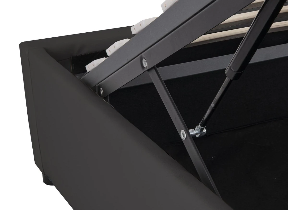 Lit sommier relevable avec coffre en simili cuir noir 160x200 cm LIZBAN - Image 6