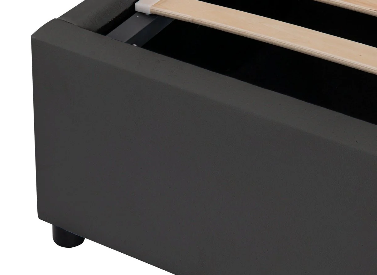 Lit sommier relevable avec coffre en simili cuir noir 160x200 cm LIZBAN - Image 7