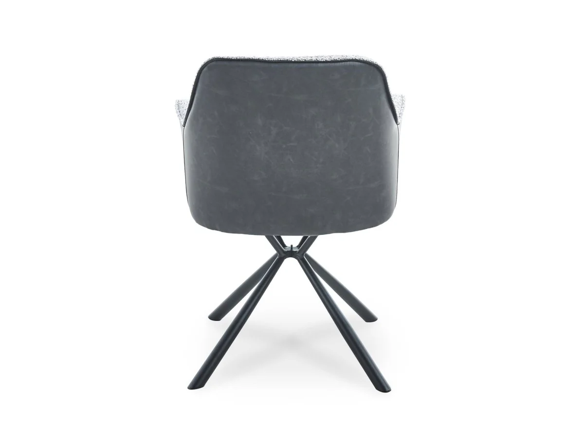 Lot de 2 chaises avec accoudoir tissu bouclette et simili cuir gris PIRO - Image 7