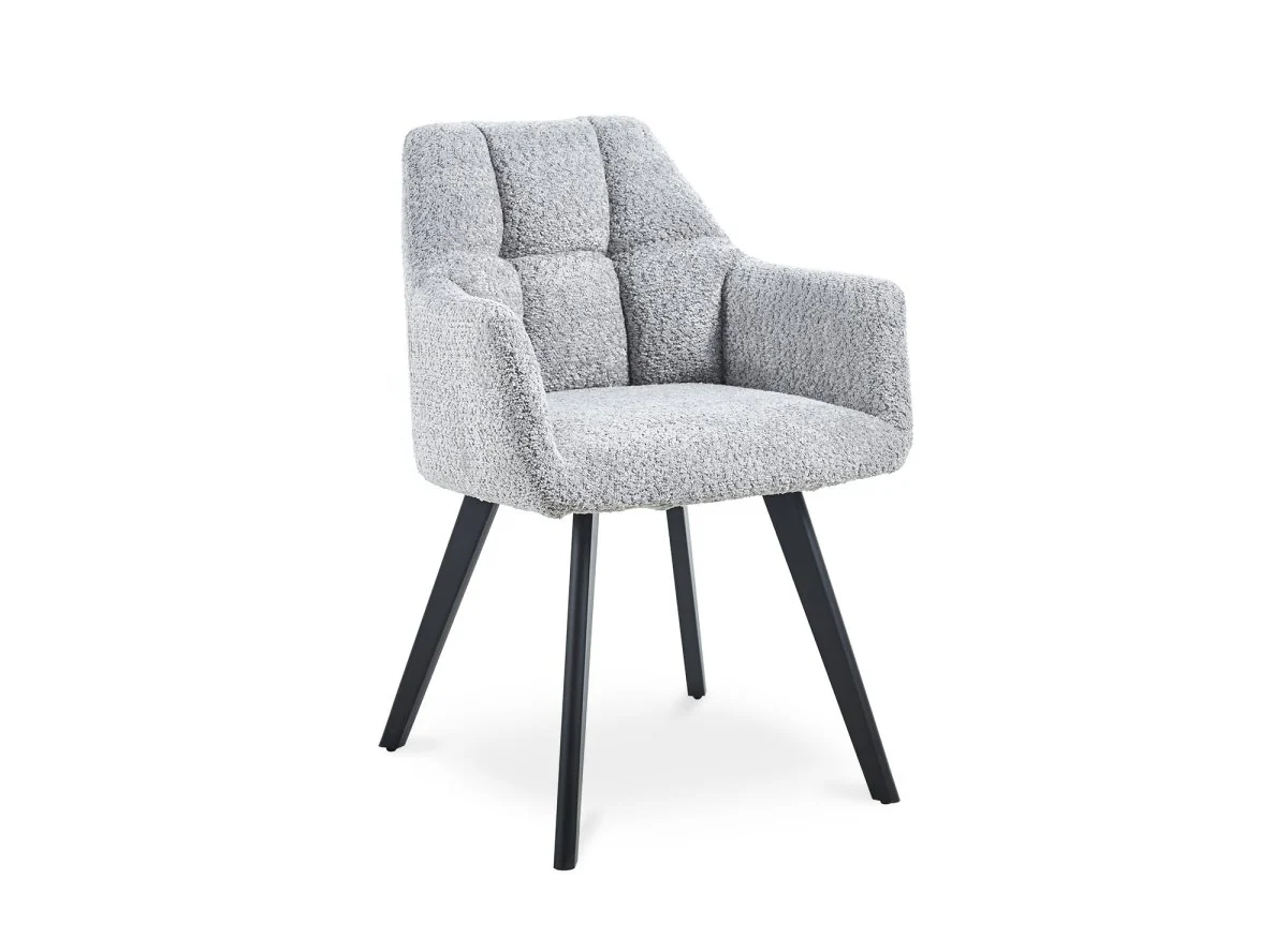Lot de 2 chaises avec accoudoirs effet peau de mouton gris clair ESPERA - Image 3