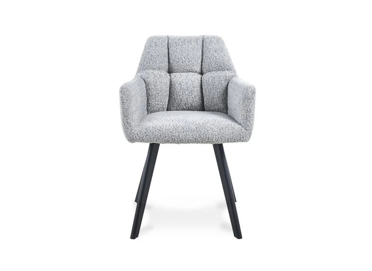 Lot de 2 chaises avec accoudoirs effet peau de mouton gris clair ESPERA - Image 4