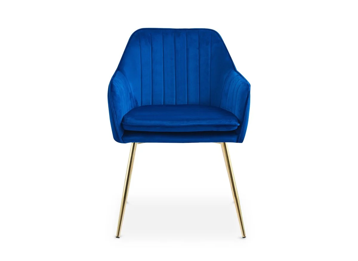 Lot de 2 chaises avec accoudoirs en velours bleu EDWIGE - Image 5
