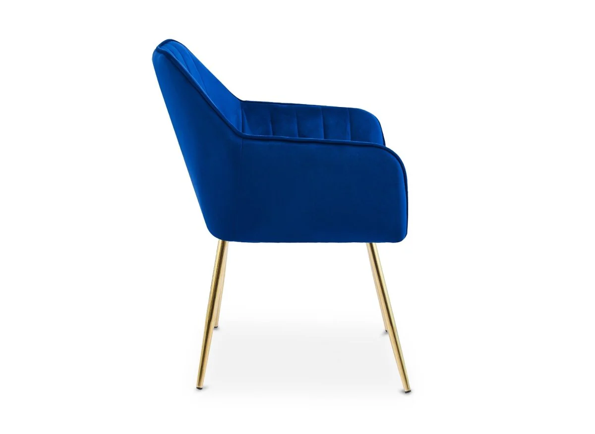 Lot de 2 chaises avec accoudoirs en velours bleu EDWIGE - Image 7
