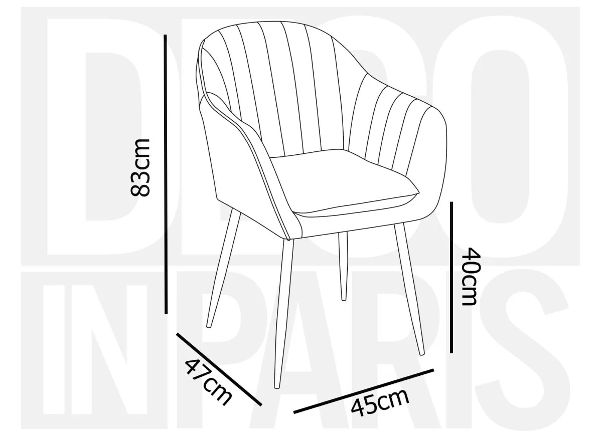 Lot de 2 chaises avec accoudoirs en velours gris EDWIGE - Image 8