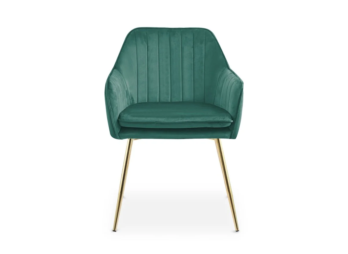 Lot de 2 chaises avec accoudoirs en velours vert EDWIGE - Image 5