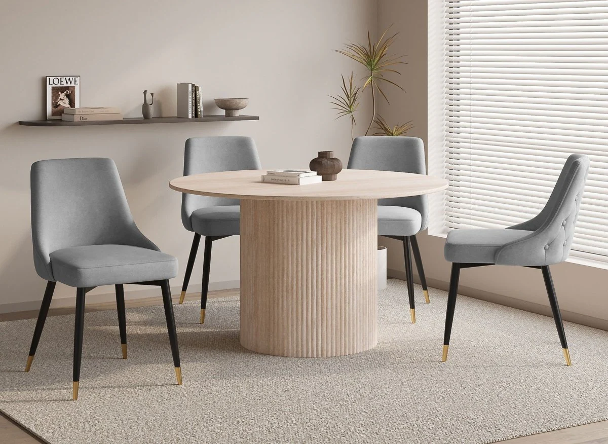 Lot de 2 chaises capitonnées en velours gris DORINA - Image 2