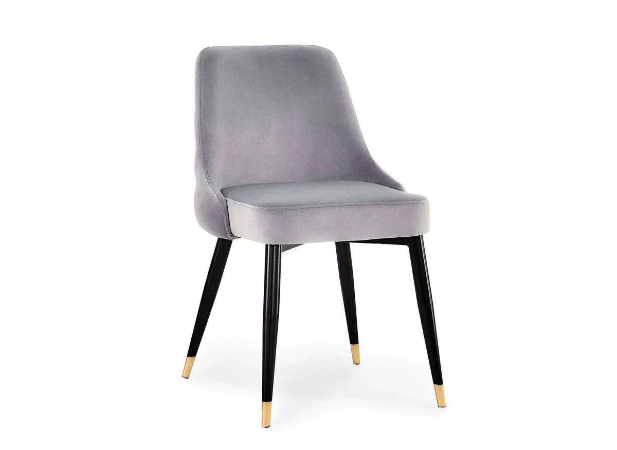 Lot de 2 chaises capitonnées en velours gris DORINA - Image 5