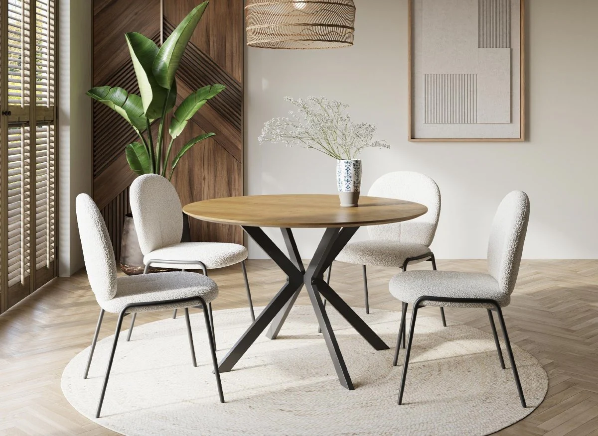 Lot de 2 chaises design en tissu bouclette blanc BENTA - Image 3