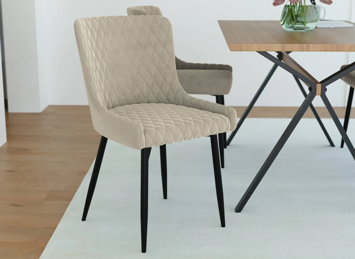 Lot de 2 chaises design en velours beige JENNY - Image 2