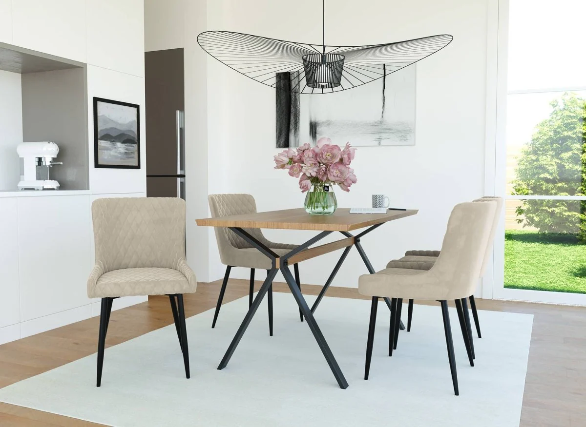 Lot de 2 chaises design en velours beige JENNY - Image 4