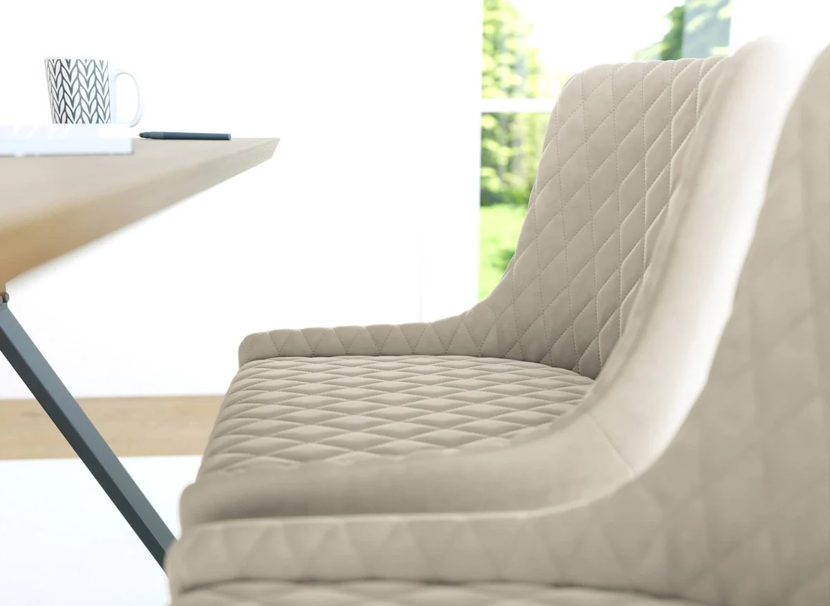 Lot de 2 chaises design en velours beige JENNY - Image 5