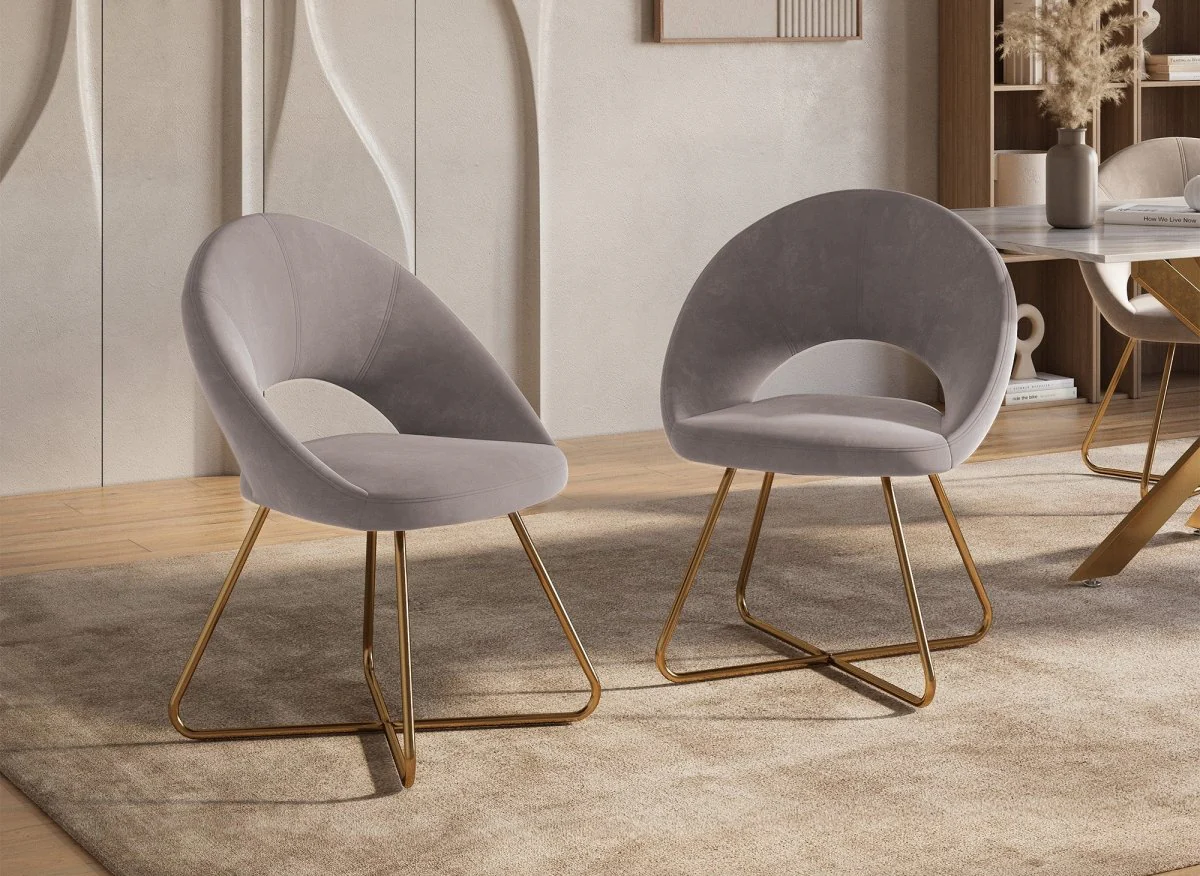 Lot de 2 chaises design en velours beige PETRA - Image 2