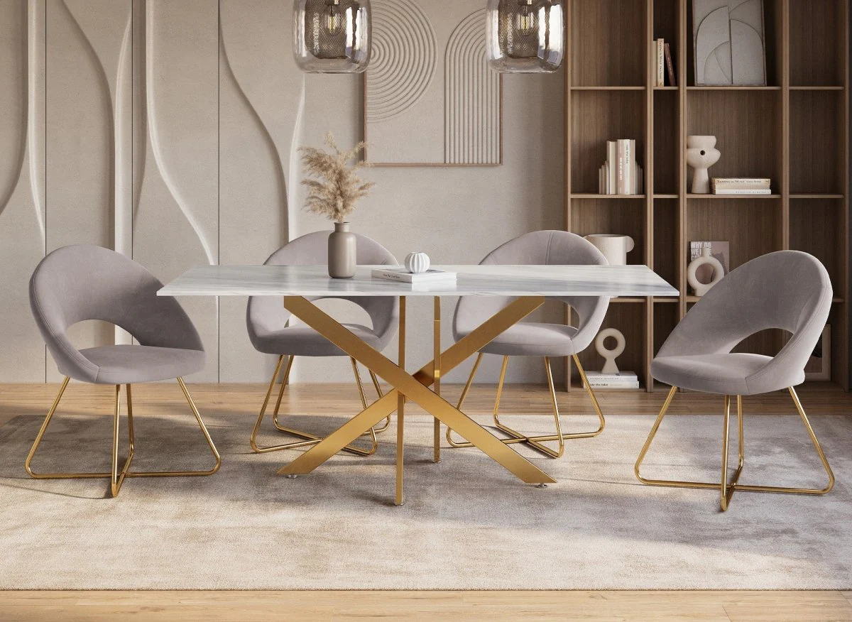 Lot de 2 chaises design en velours beige PETRA - Image 3