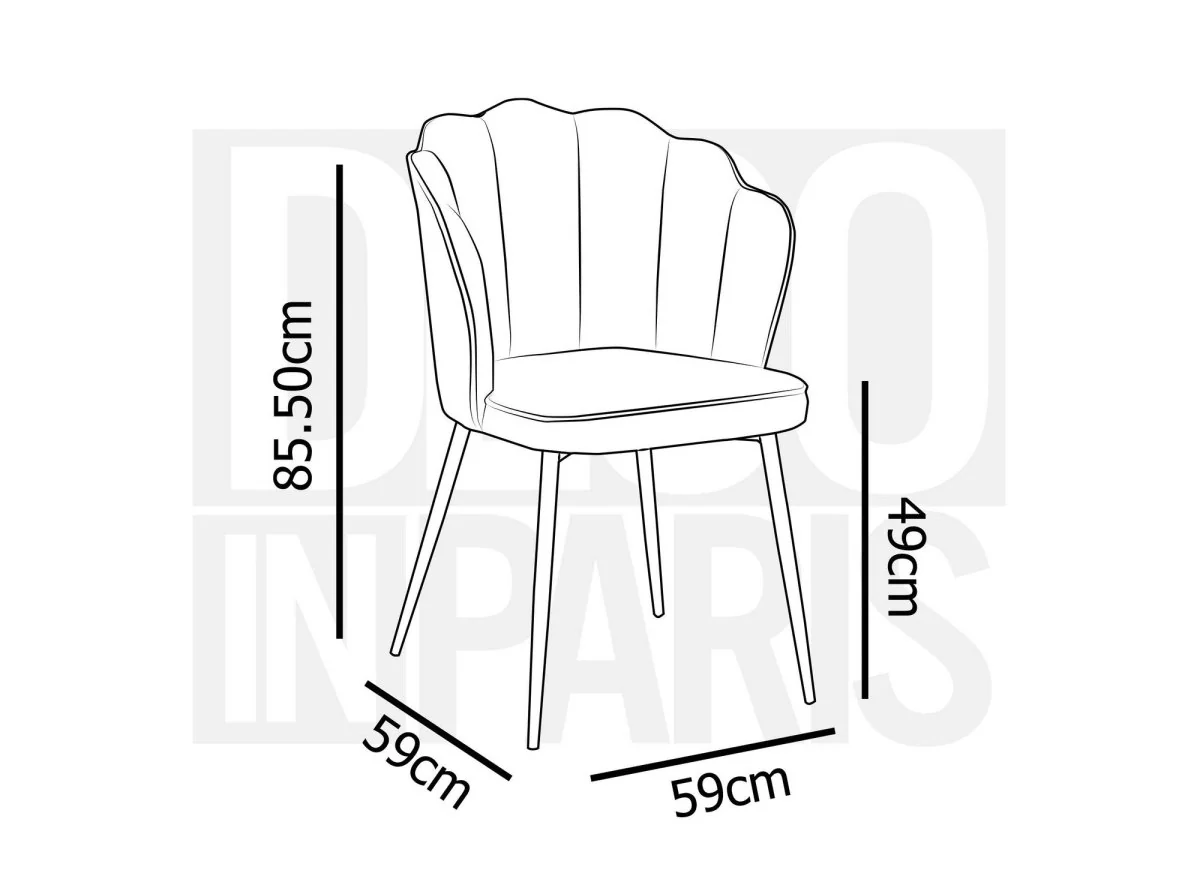 Lot de 2 chaises design en velours beige pieds noirs GARANCE - Image 8