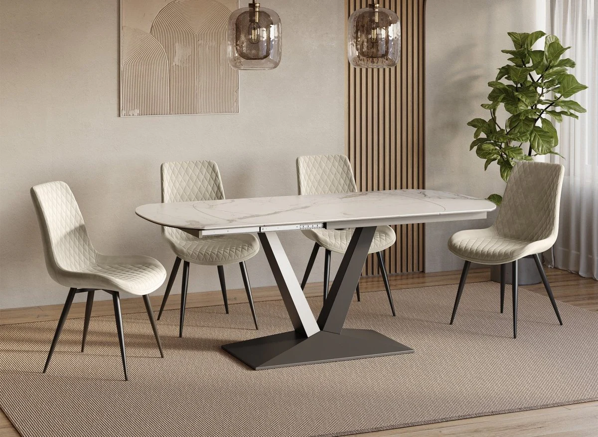 Lot de 2 chaises design en velours beige YOLA - Image 3