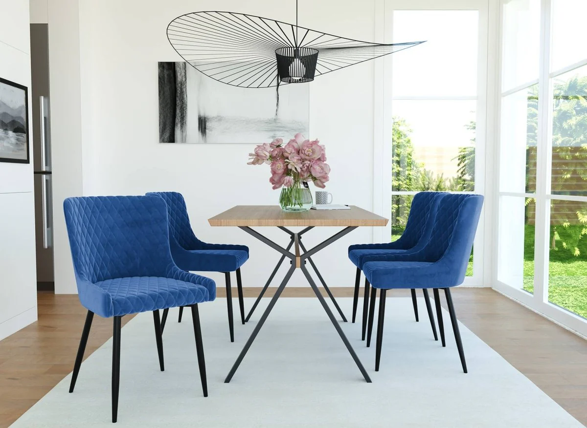 Lot de 2 chaises design en velours bleu JENNY - Image 3