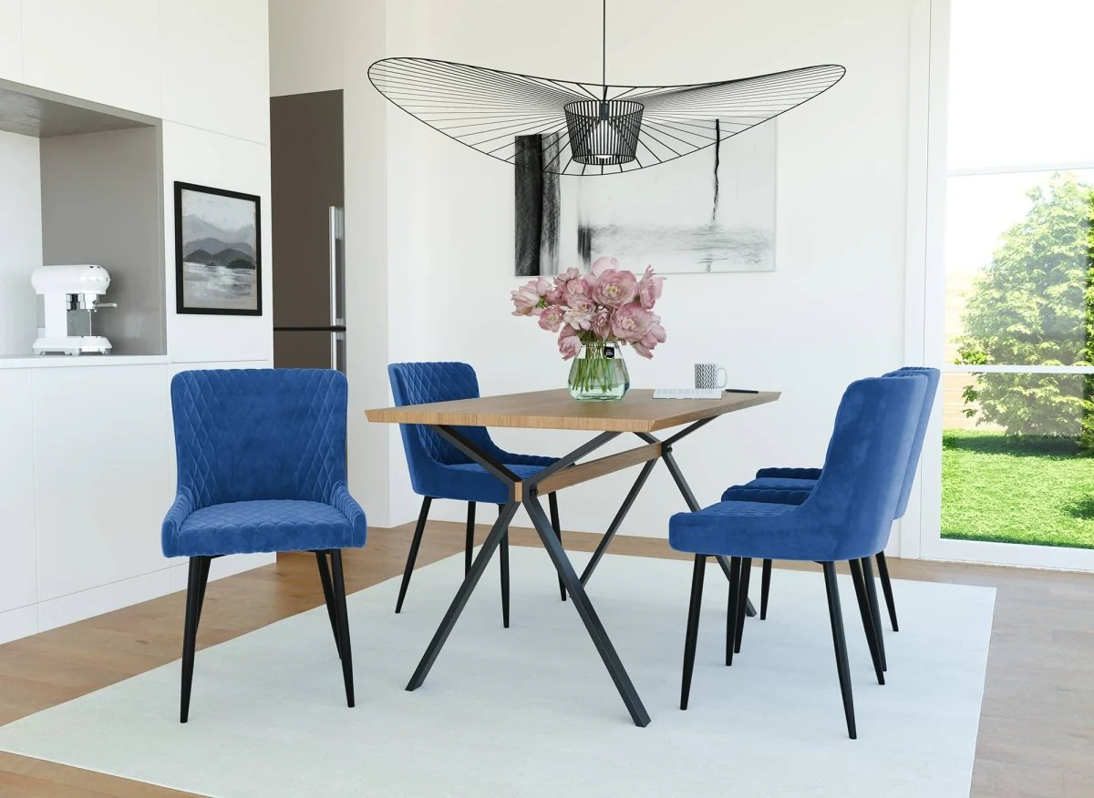 Lot de 2 chaises design en velours bleu JENNY - Image 4