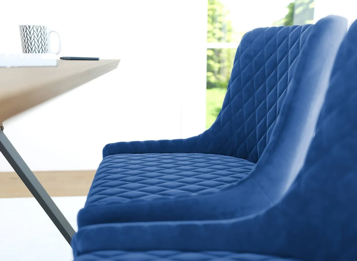Lot de 2 chaises design en velours bleu JENNY - Image 5
