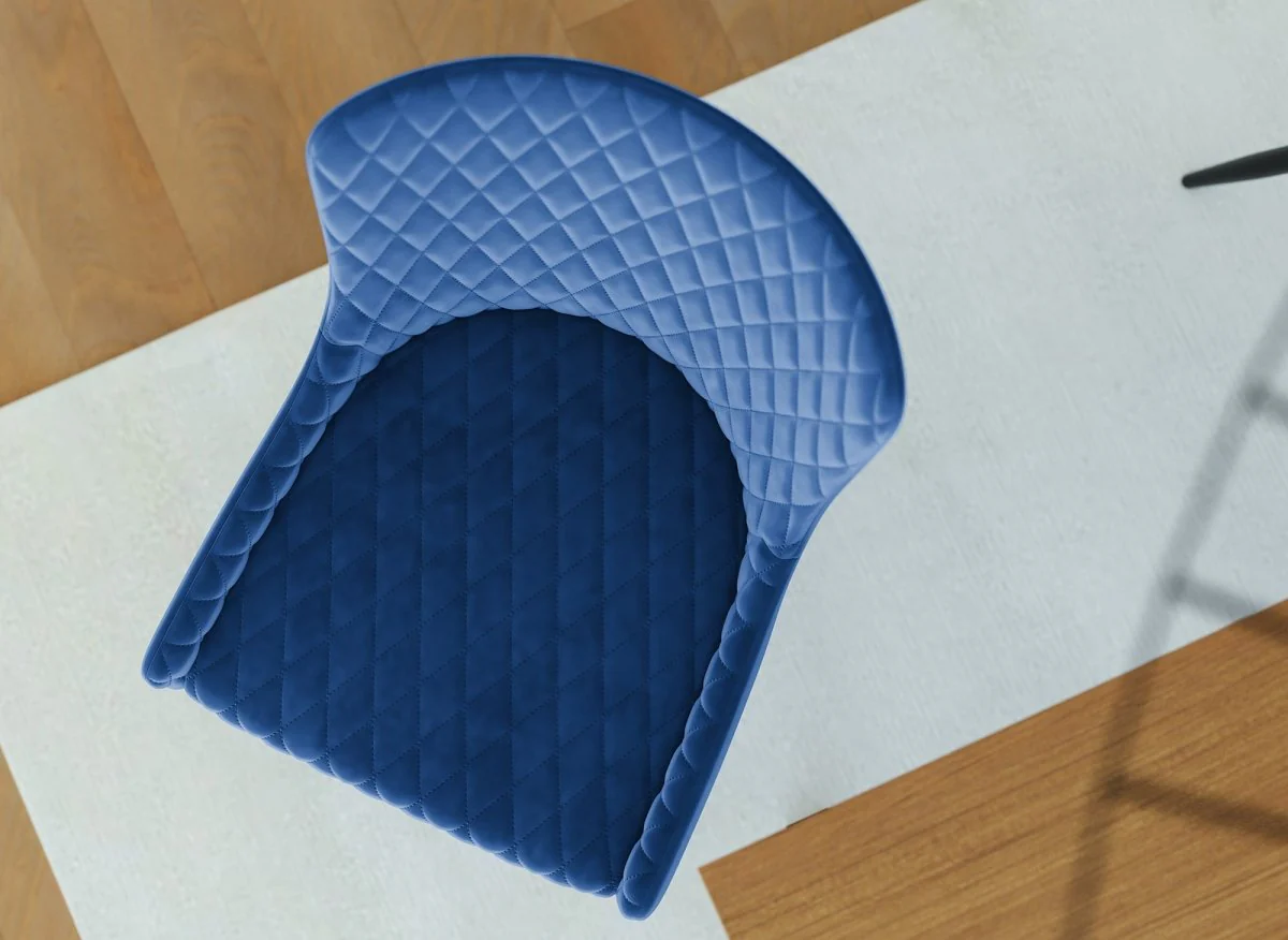 Lot de 2 chaises design en velours bleu JENNY - Image 6