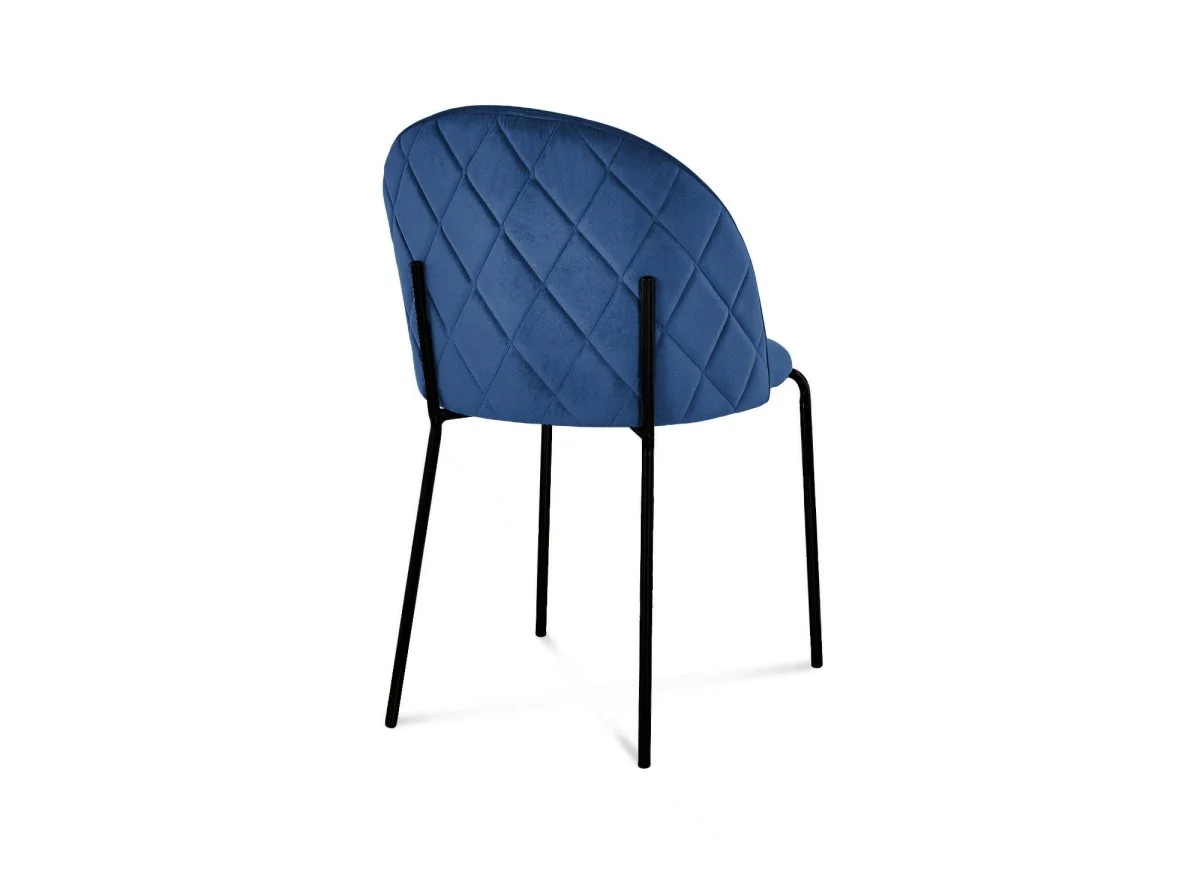 Lot de 2 chaises design en velours bleu pieds noirs KENNETH - Image 6