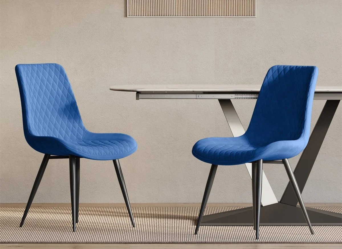 Lot de 2 chaises design en velours bleu YOLA - Image 2