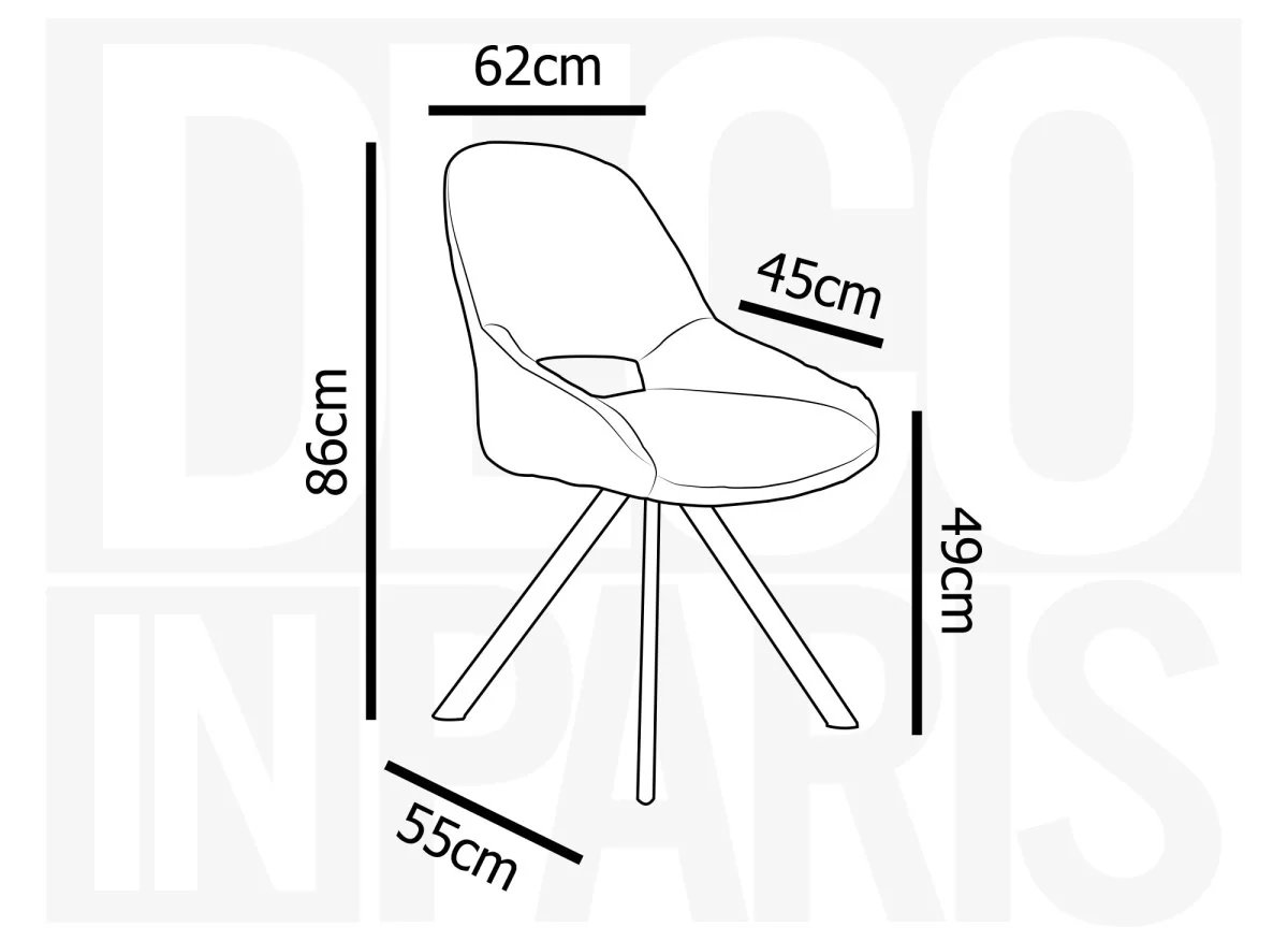 Lot de 2 chaises design en velours côtelé blanc écru SYRA - Image 12
